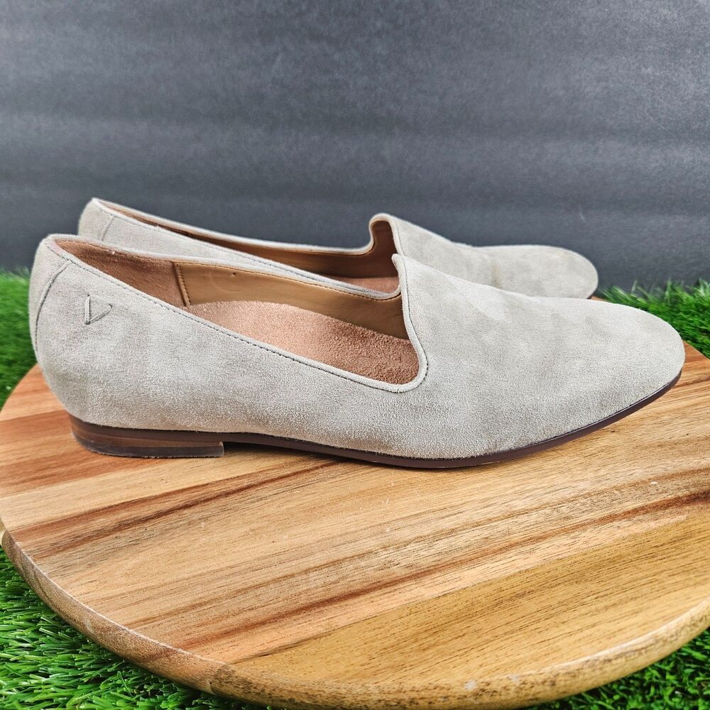 Vionic Willa Womens 7.5 Gray Beige Casual Classic Slip On Flats Loafers Shoes